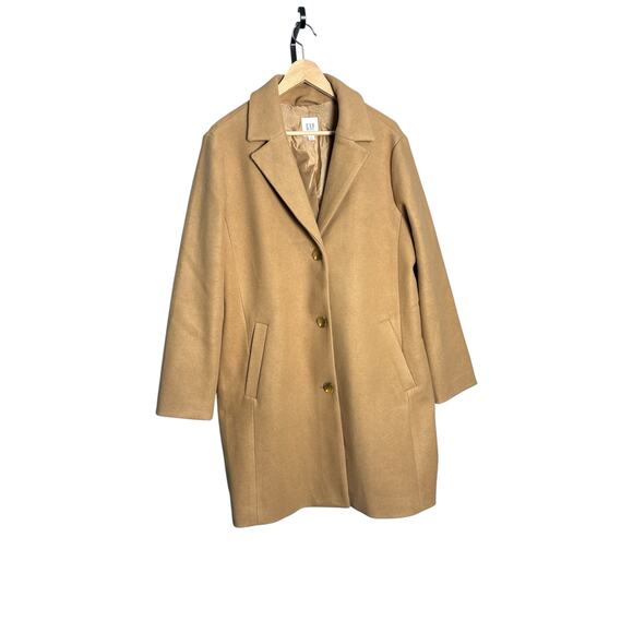 GapWomen's Camel Wool Blend Trench Pea Coat Size XL Excellent Condition - Picture 1 of 5
